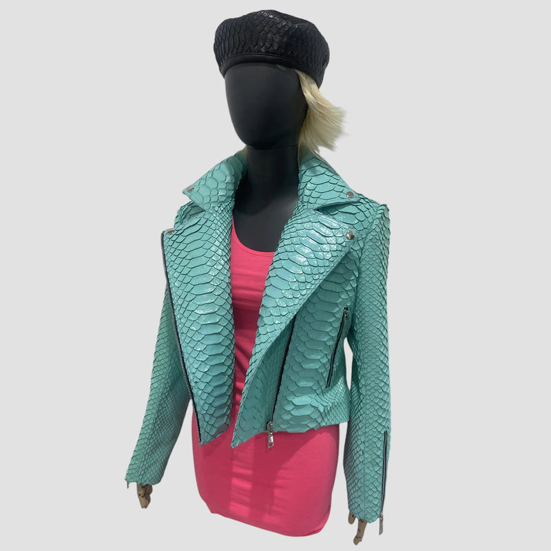 King python leather biker jacket