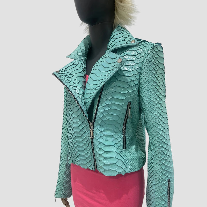 King python leather biker jacket