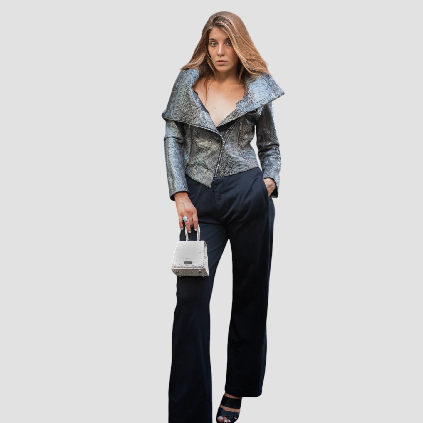 Python leather jacket