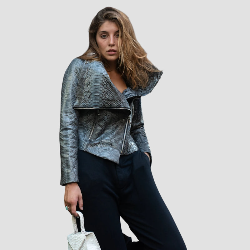 Python leather jacket