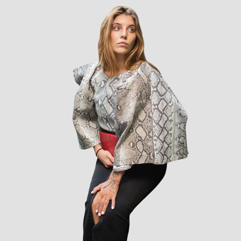 Python leather blouse