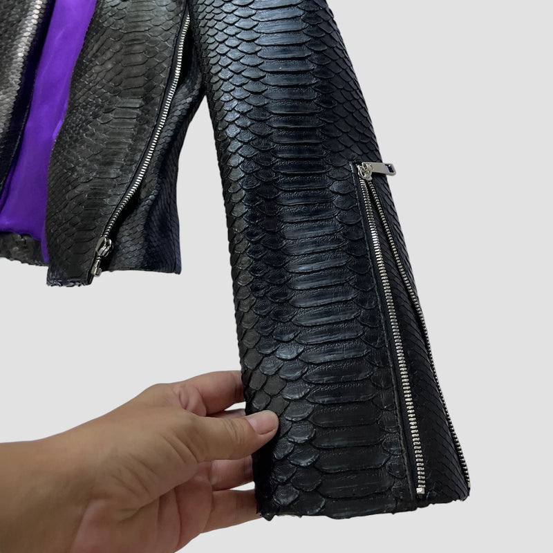 Python leather biker jacket