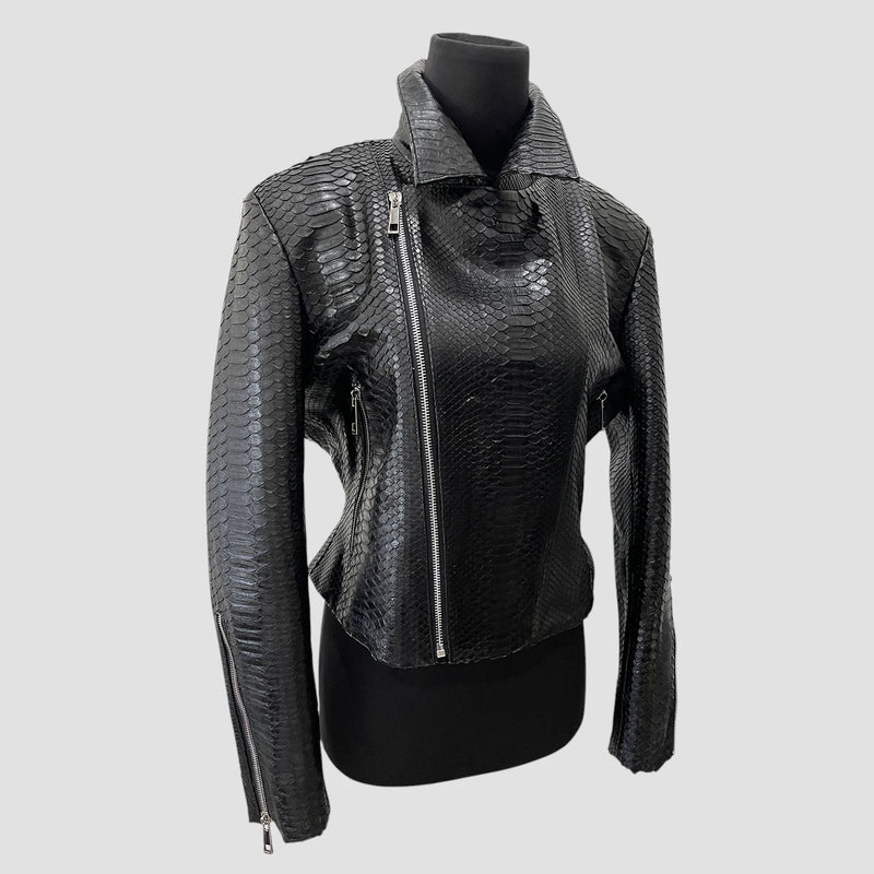 Python leather biker jacket