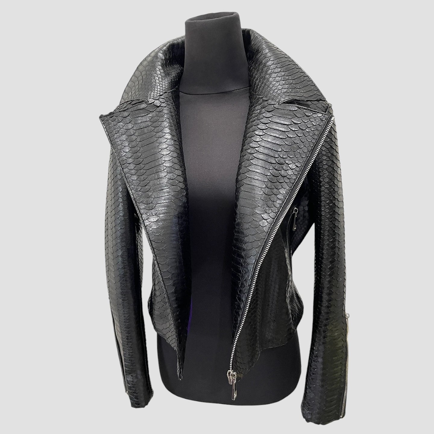 Python leather biker jacket