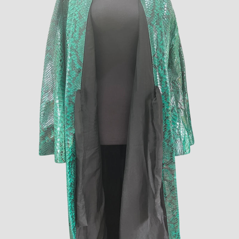 Python leather cape coat