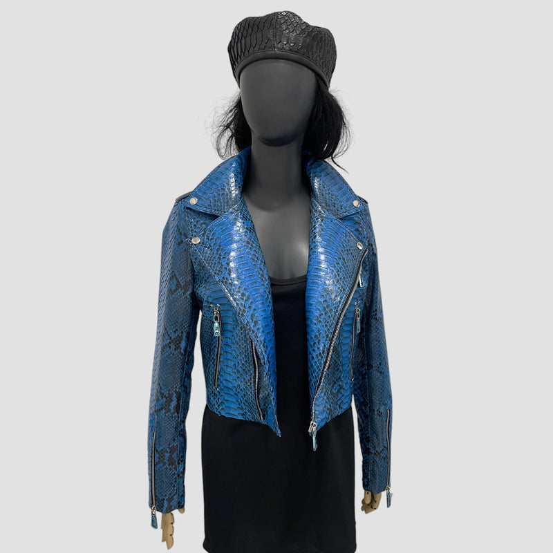 Python leather biker jacket