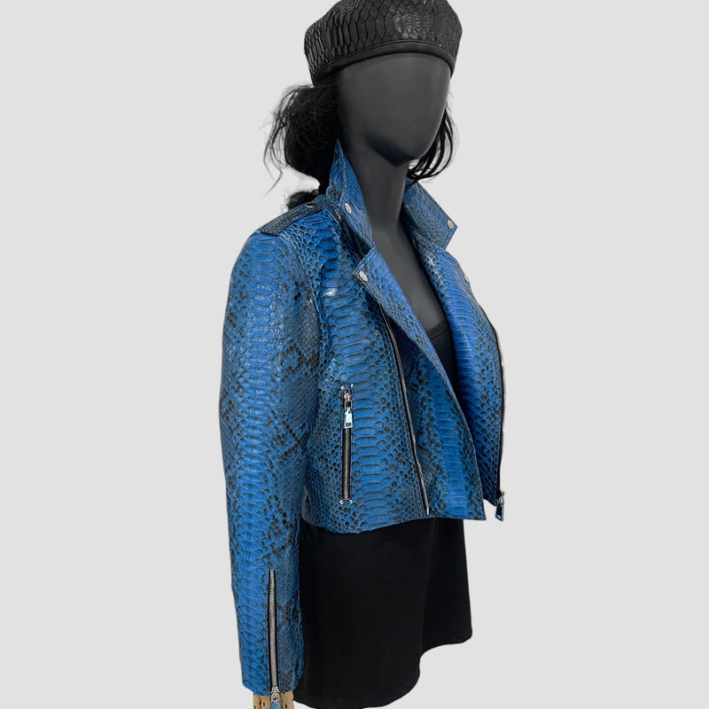 Python leather biker jacket