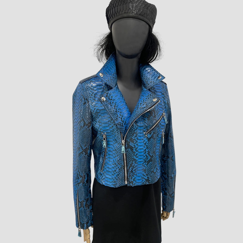 Python leather biker jacket
