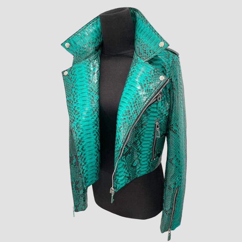 Python leather biker jacket