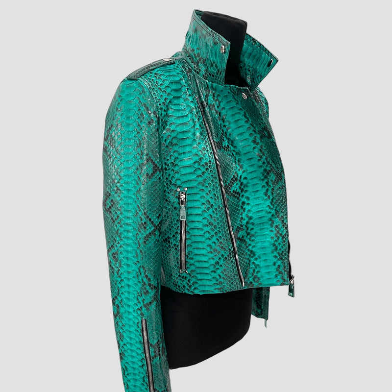 Python leather biker jacket