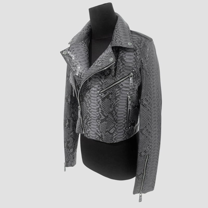 Python leather biker jacket