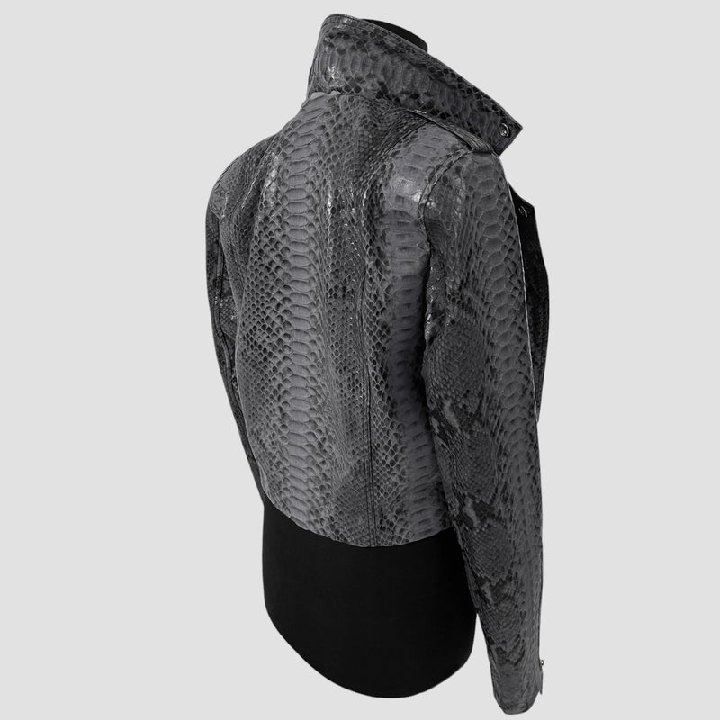 Python leather biker jacket