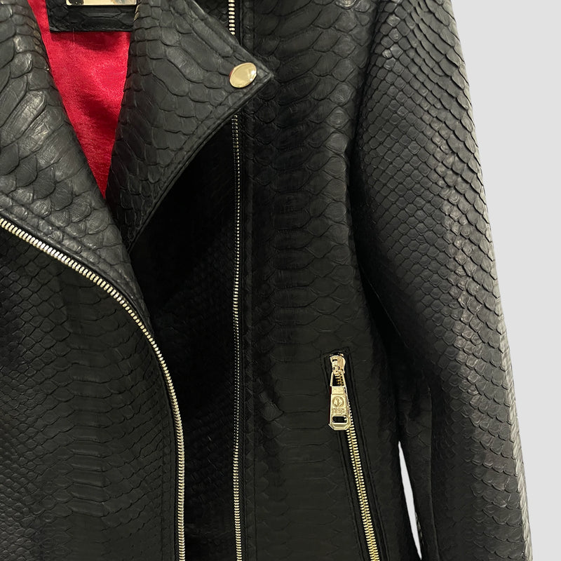 Python leather biker jacket