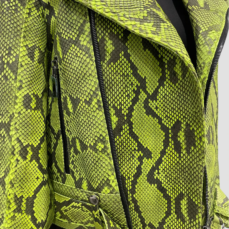 Python leather biker jacket