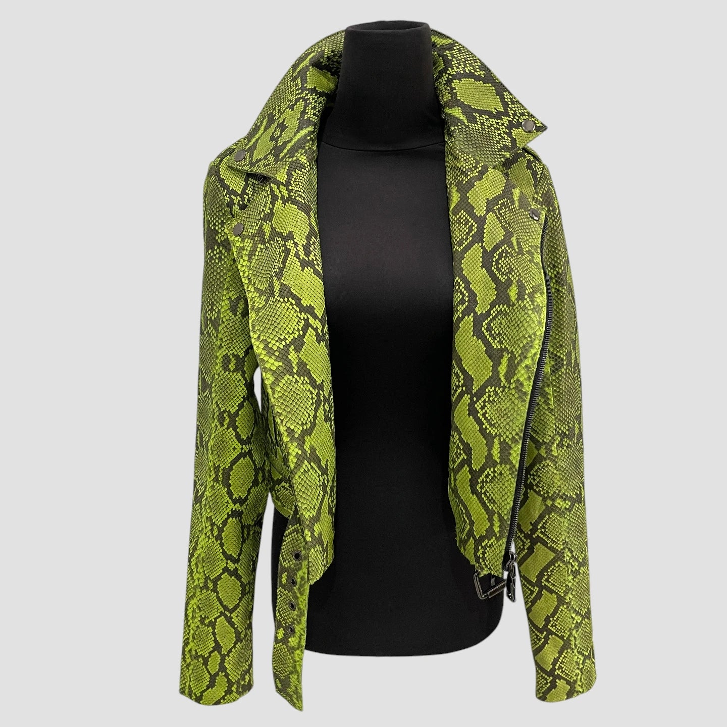 Python leather biker jacket