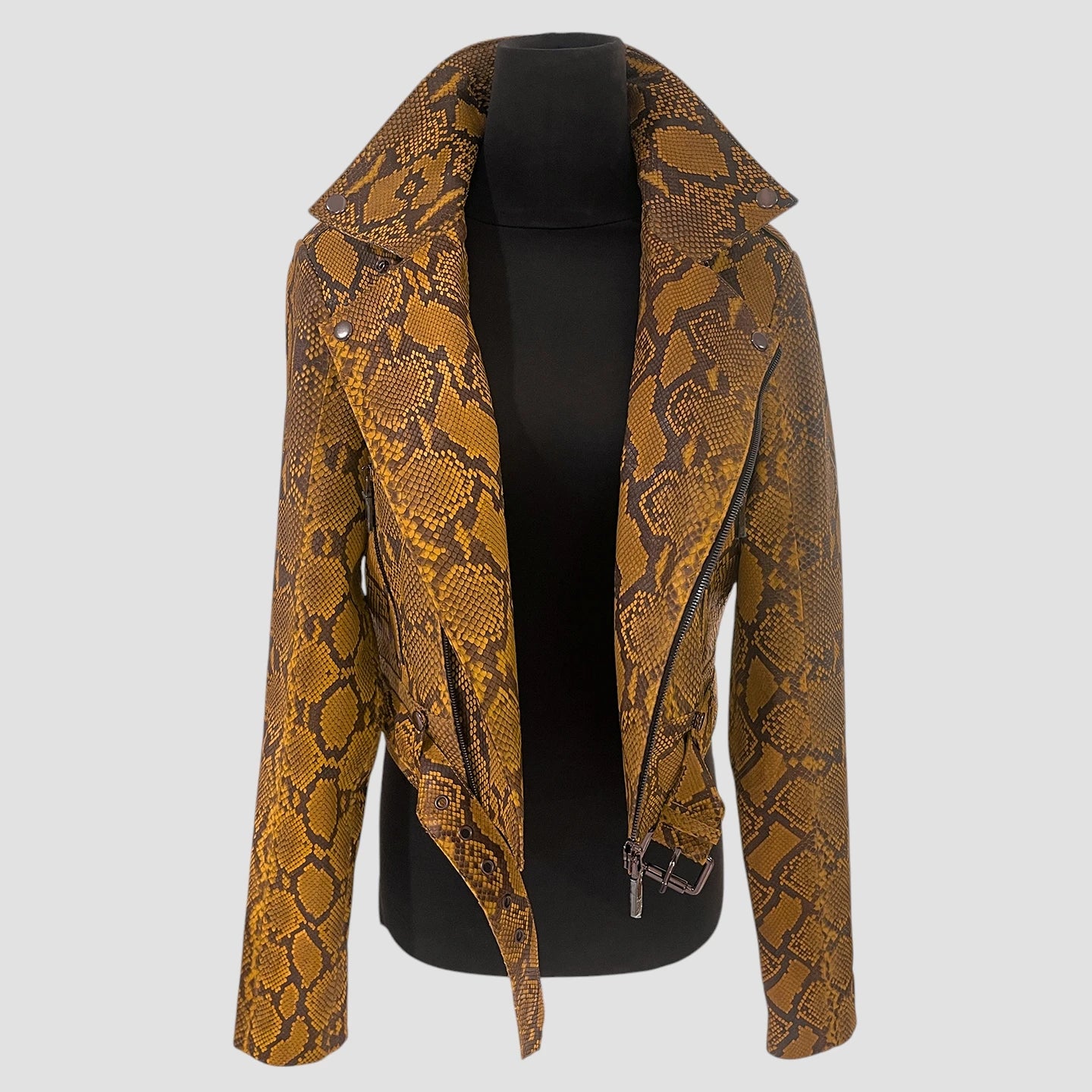 Python leather biker jacket