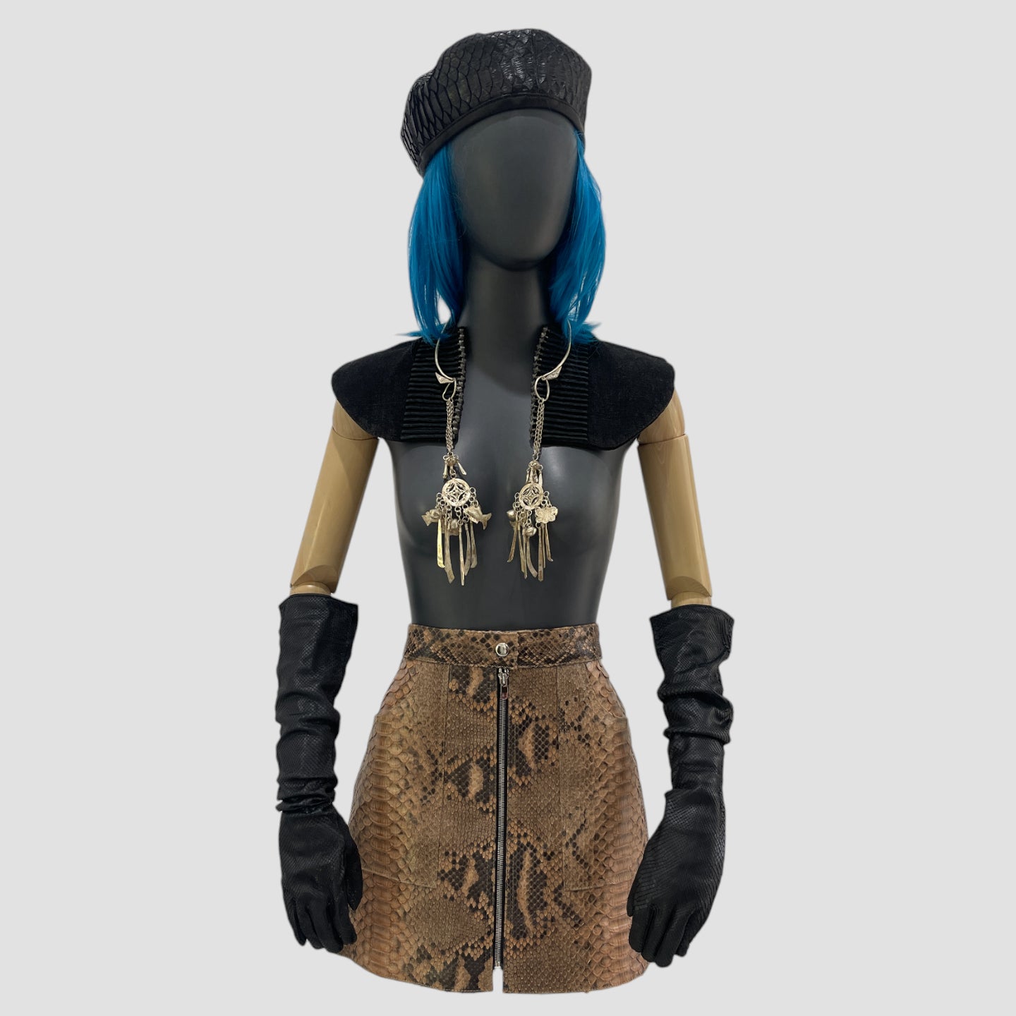 Python leather skirt