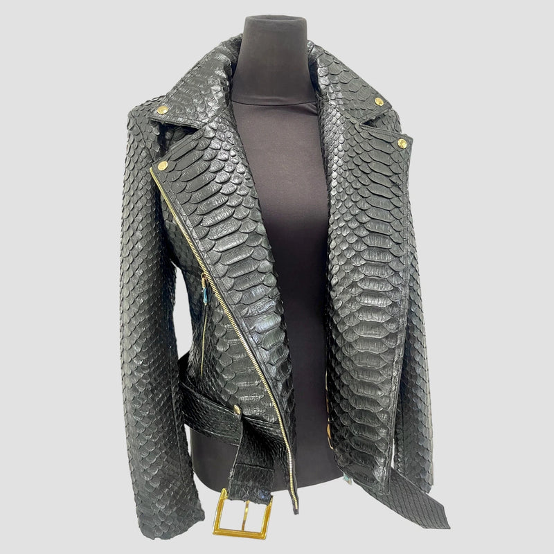 King python leather biker jacket
