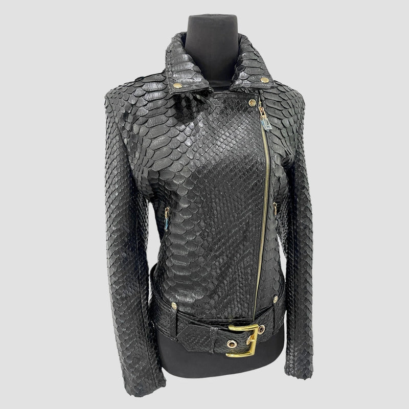 King python leather biker jacket