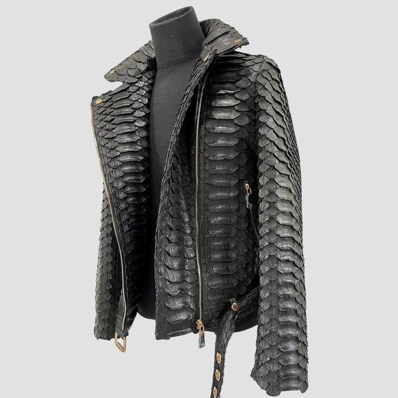 King python leather biker jacket