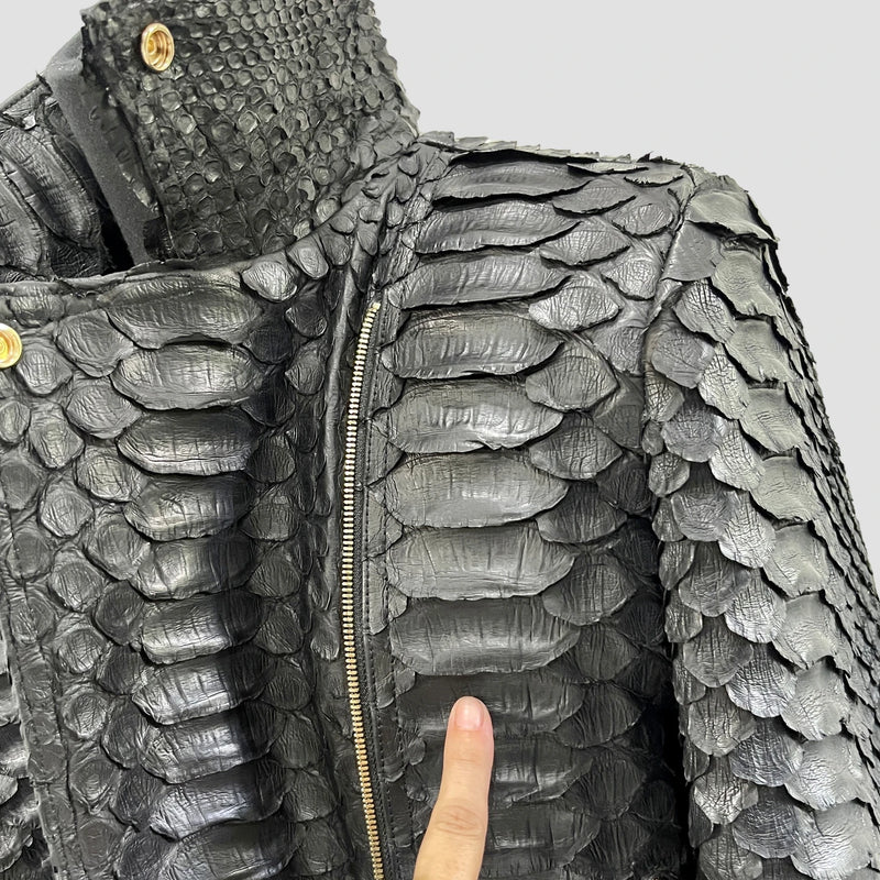 King python leather biker jacket