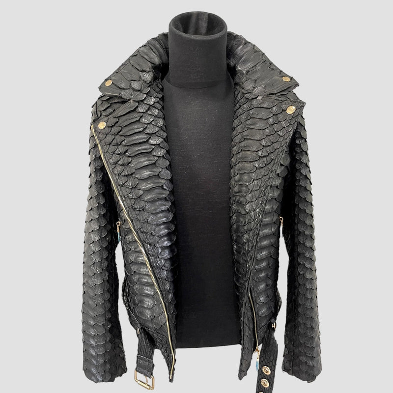 King python leather biker jacket
