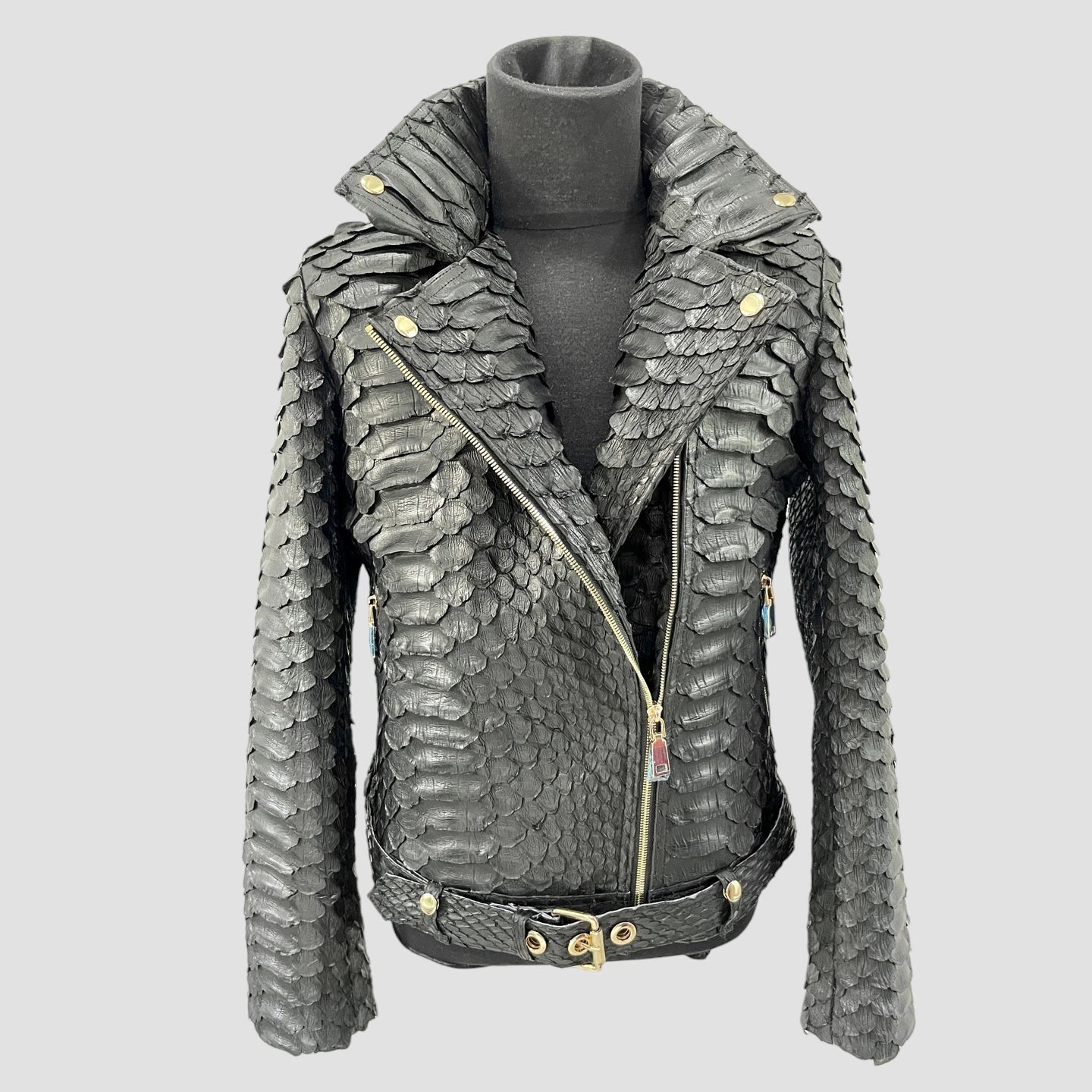 King python leather biker jacket