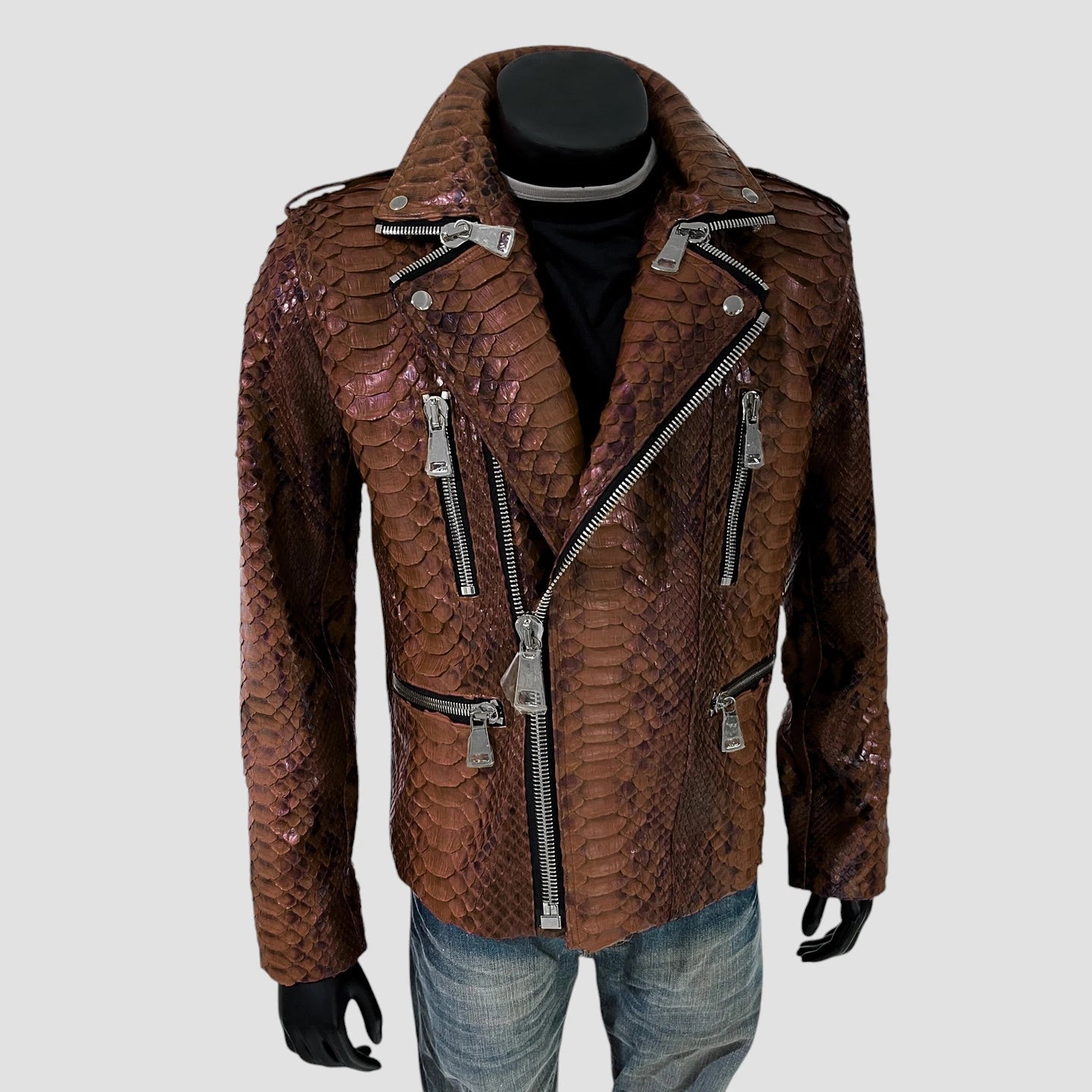 King python leather jacket back zippers