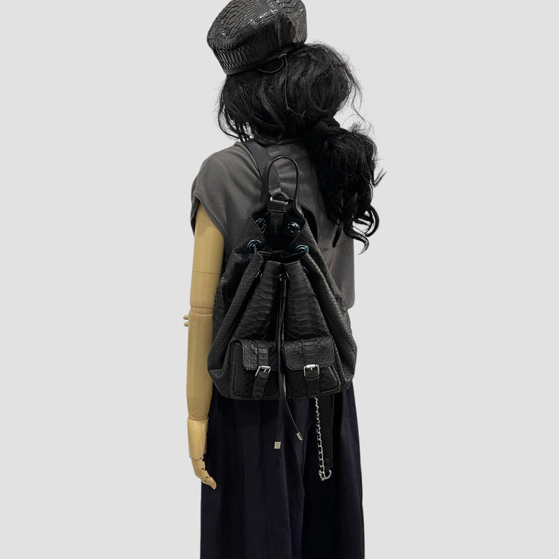 Python leather backpack