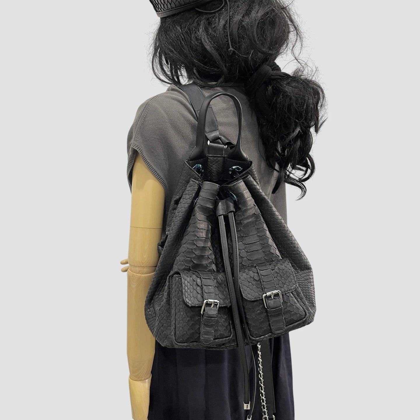 Python leather backpack