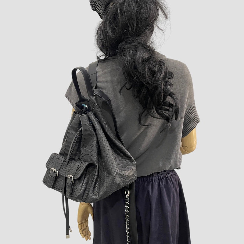 Python leather backpack