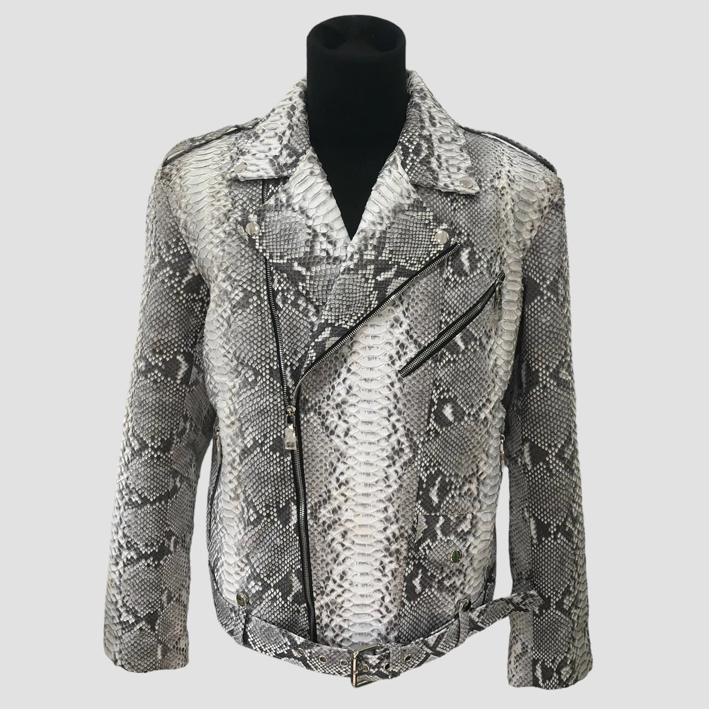 Python leather biker jacket
