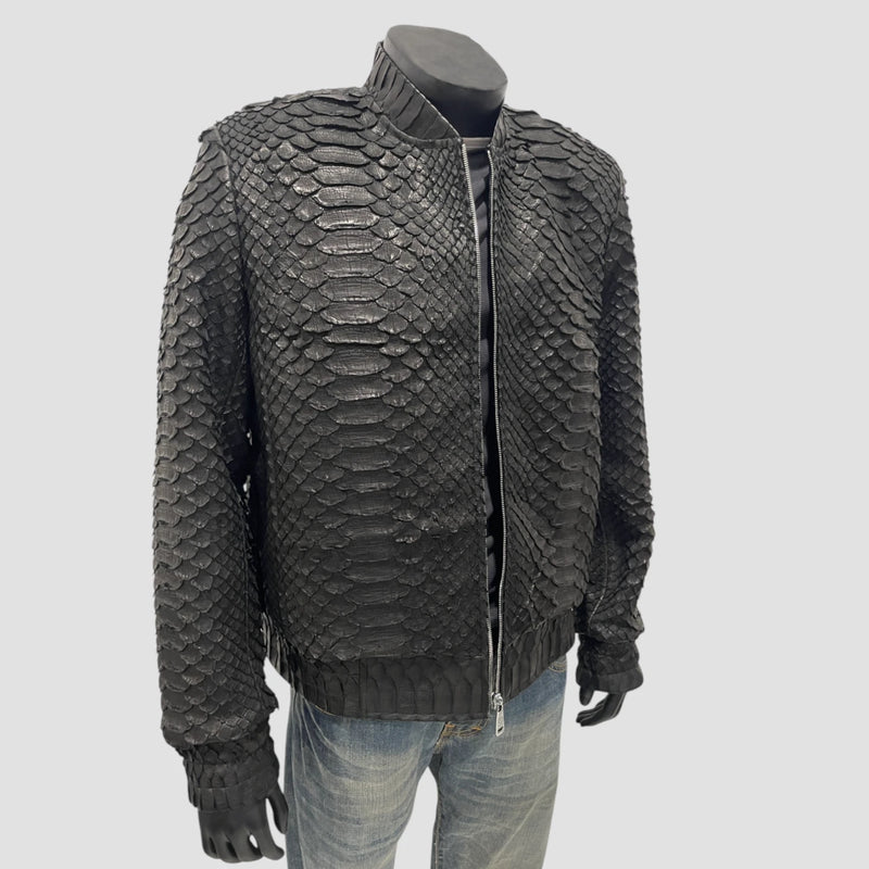 King python leather bomber jacket