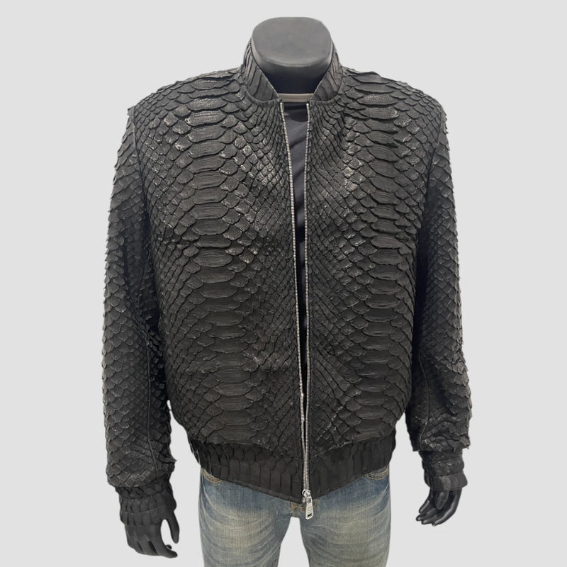 King python leather bomber jacket