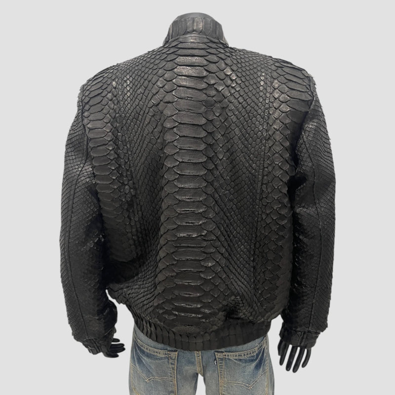 King python leather bomber jacket