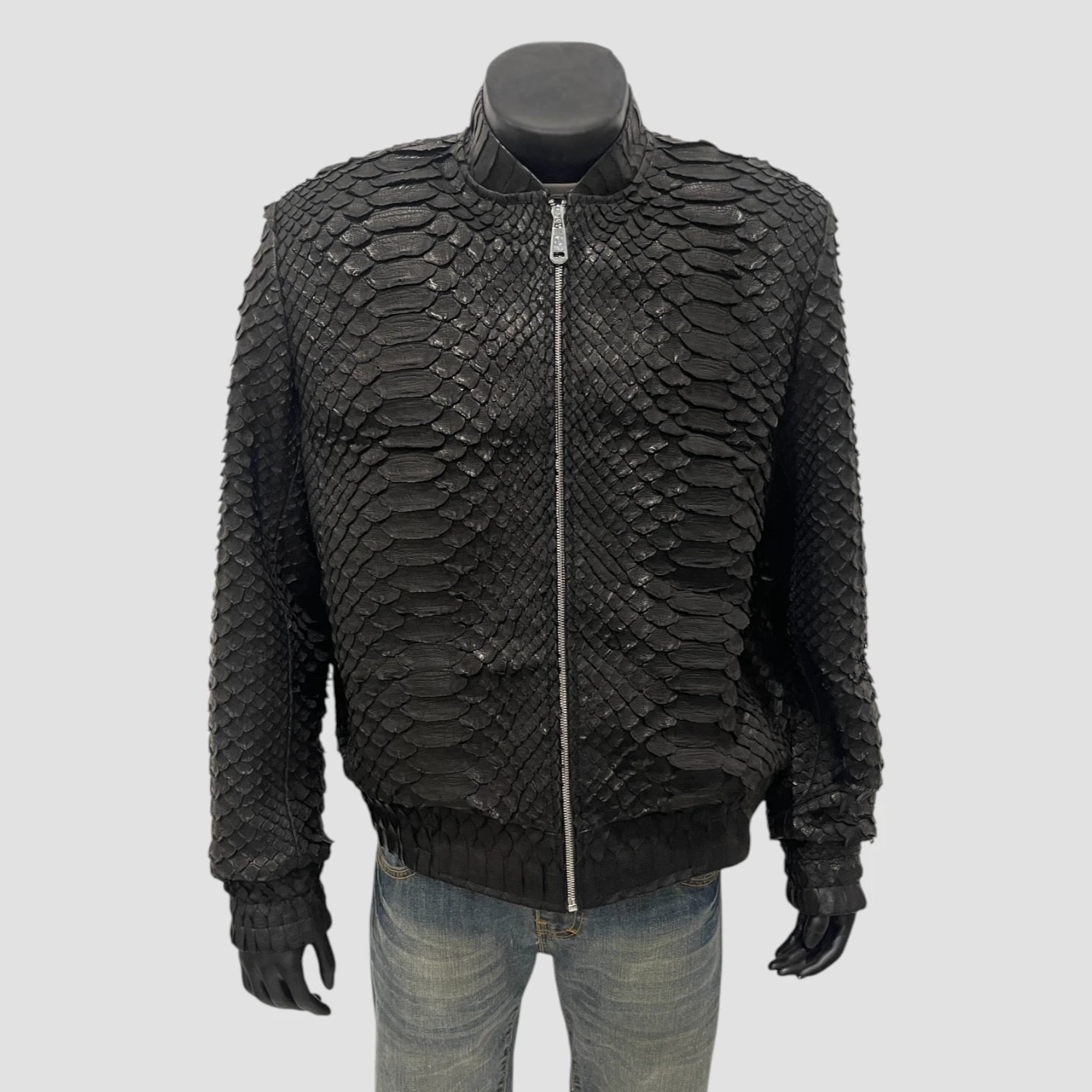 King python leather bomber jacket