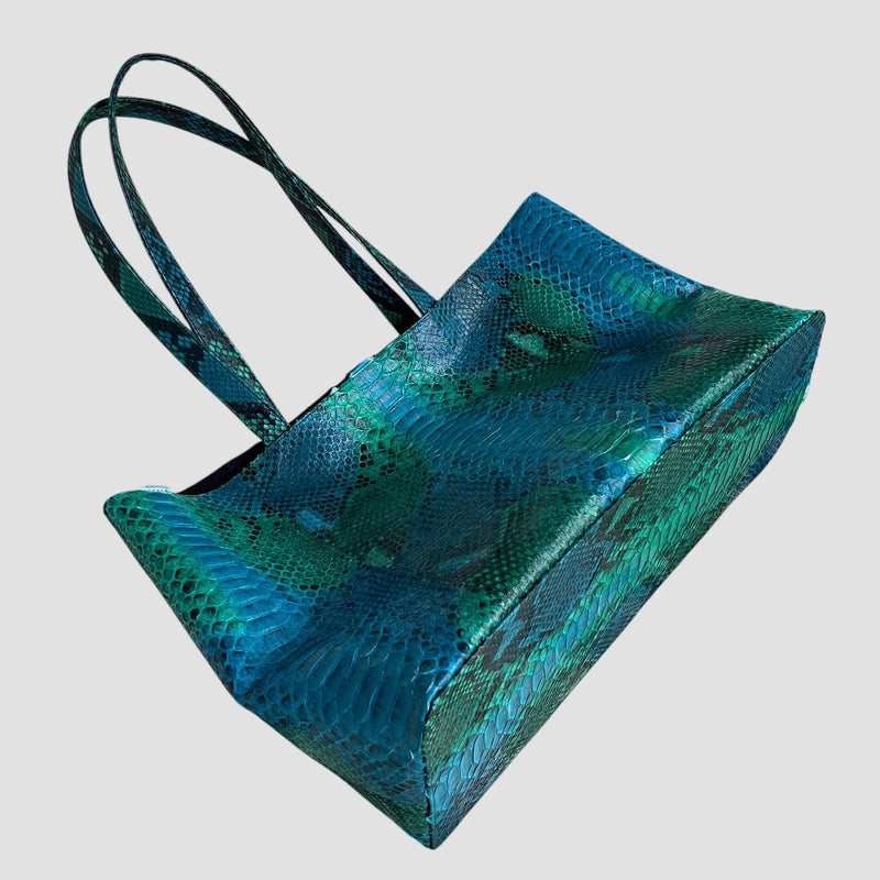 Python leather tote bag
