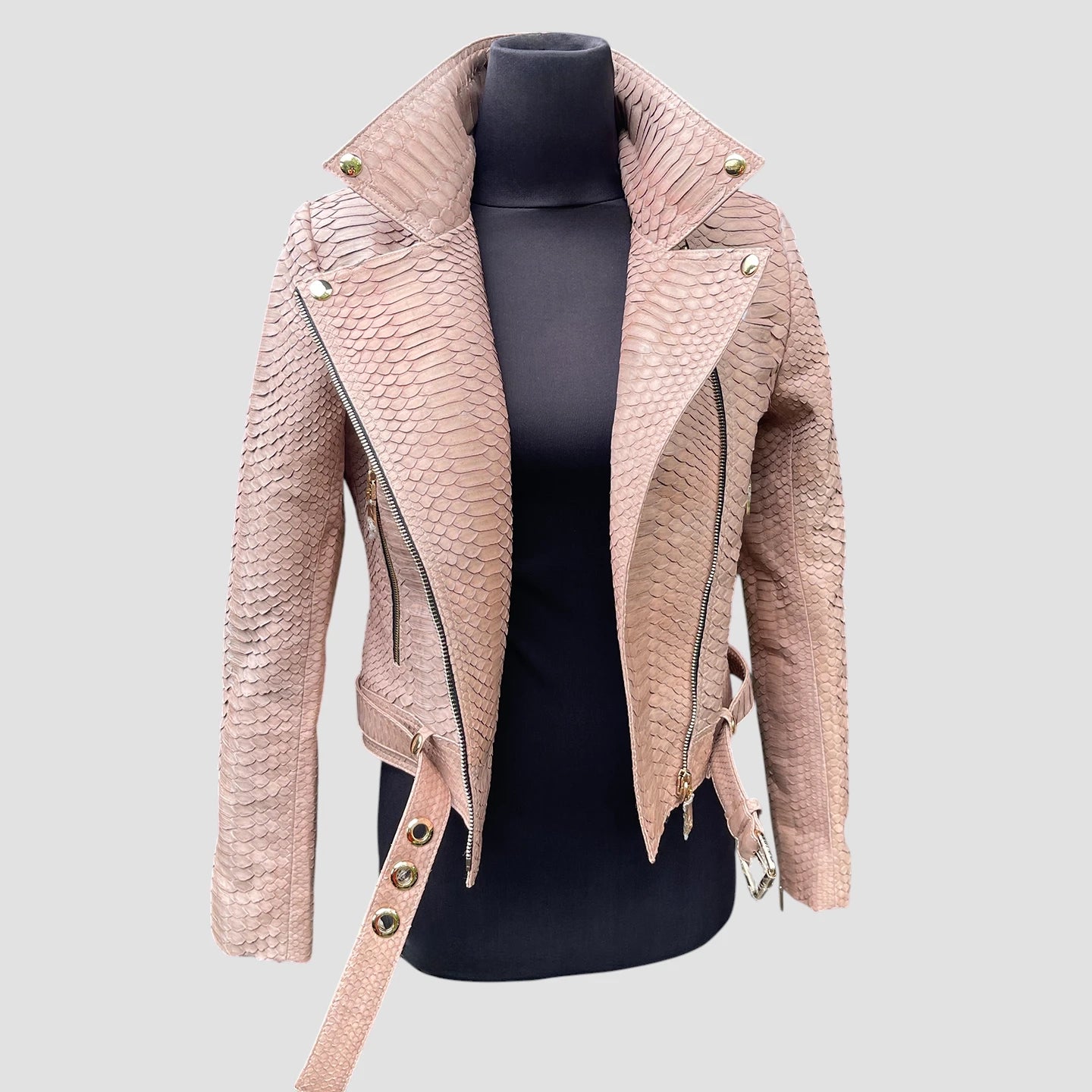Python leather biker jacket
