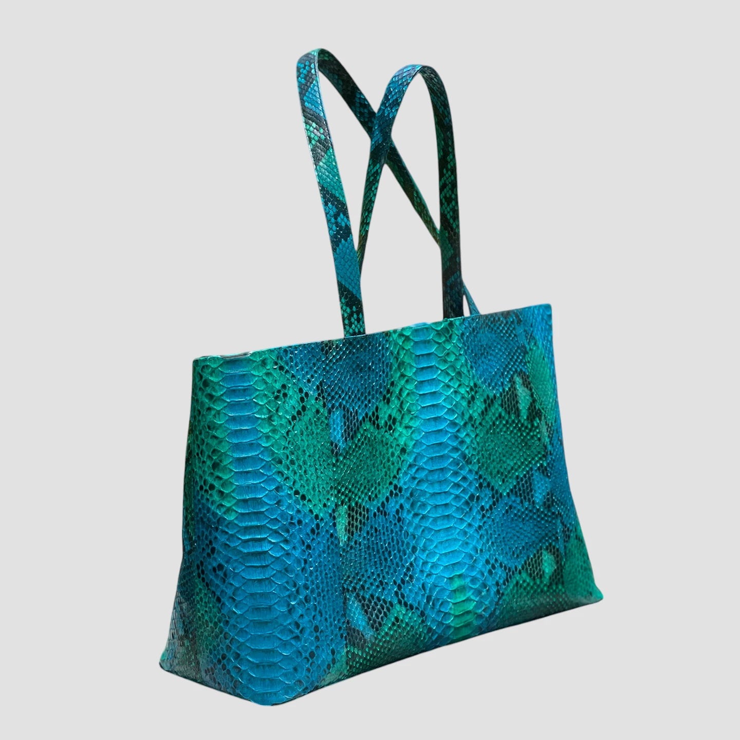 Python leather tote bag