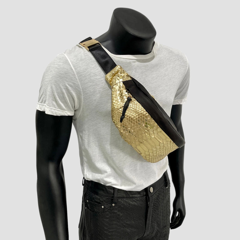 Python leather belt bag