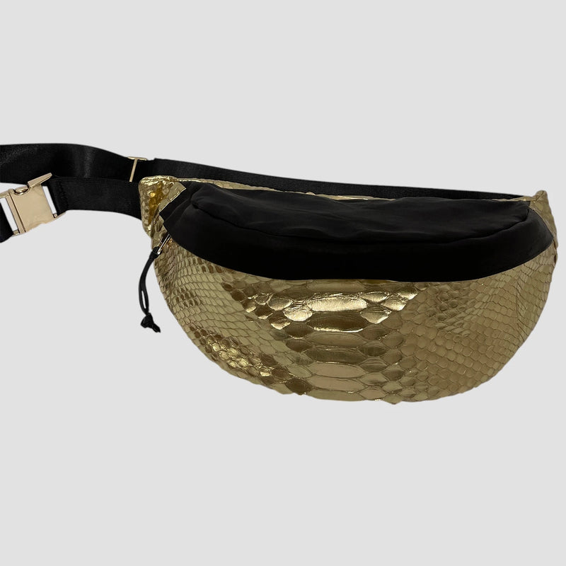 Python leather belt bag
