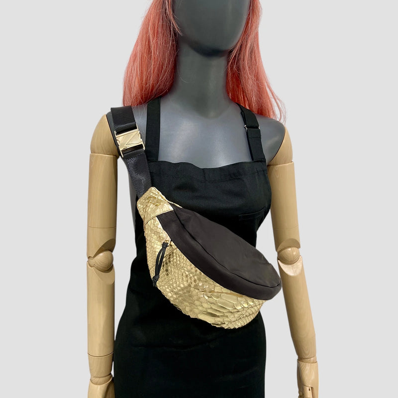 Python leather belt bag