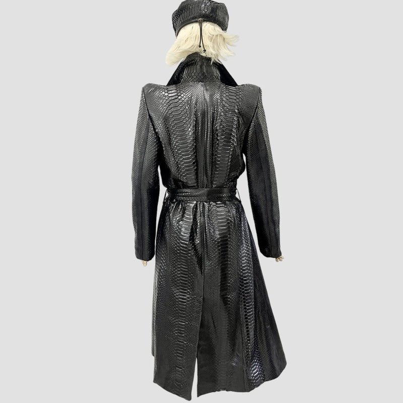 Python leather coat