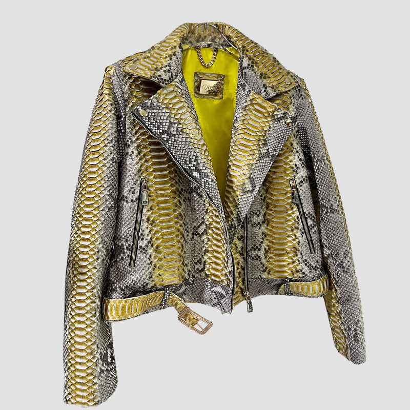 Python leather biker jacket