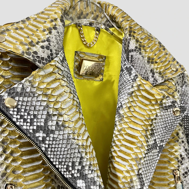 Python leather biker jacket
