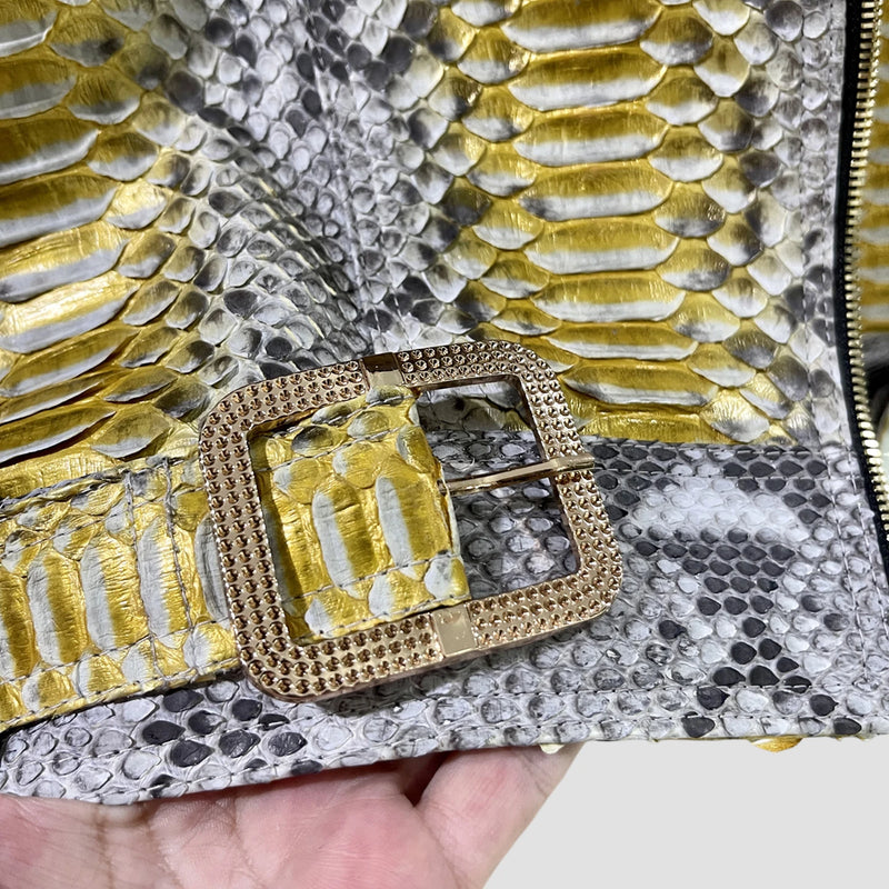 Python leather biker jacket