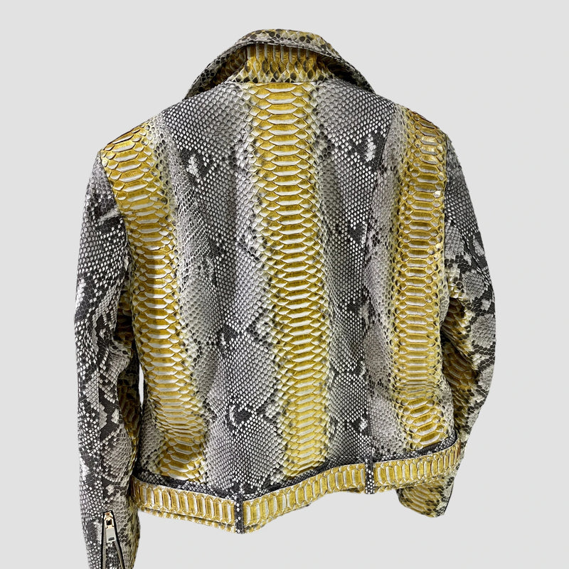 Python leather biker jacket