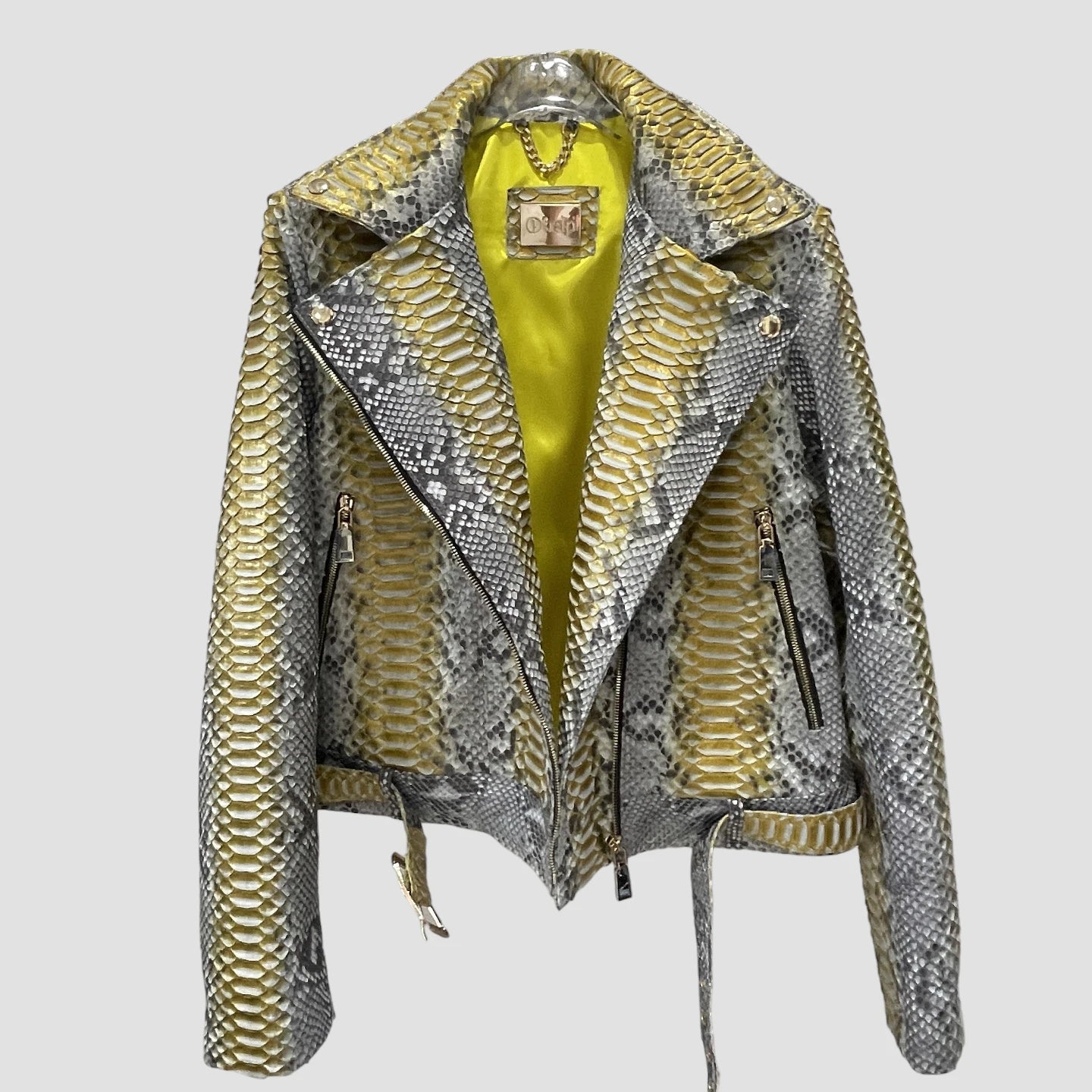 Python leather biker jacket