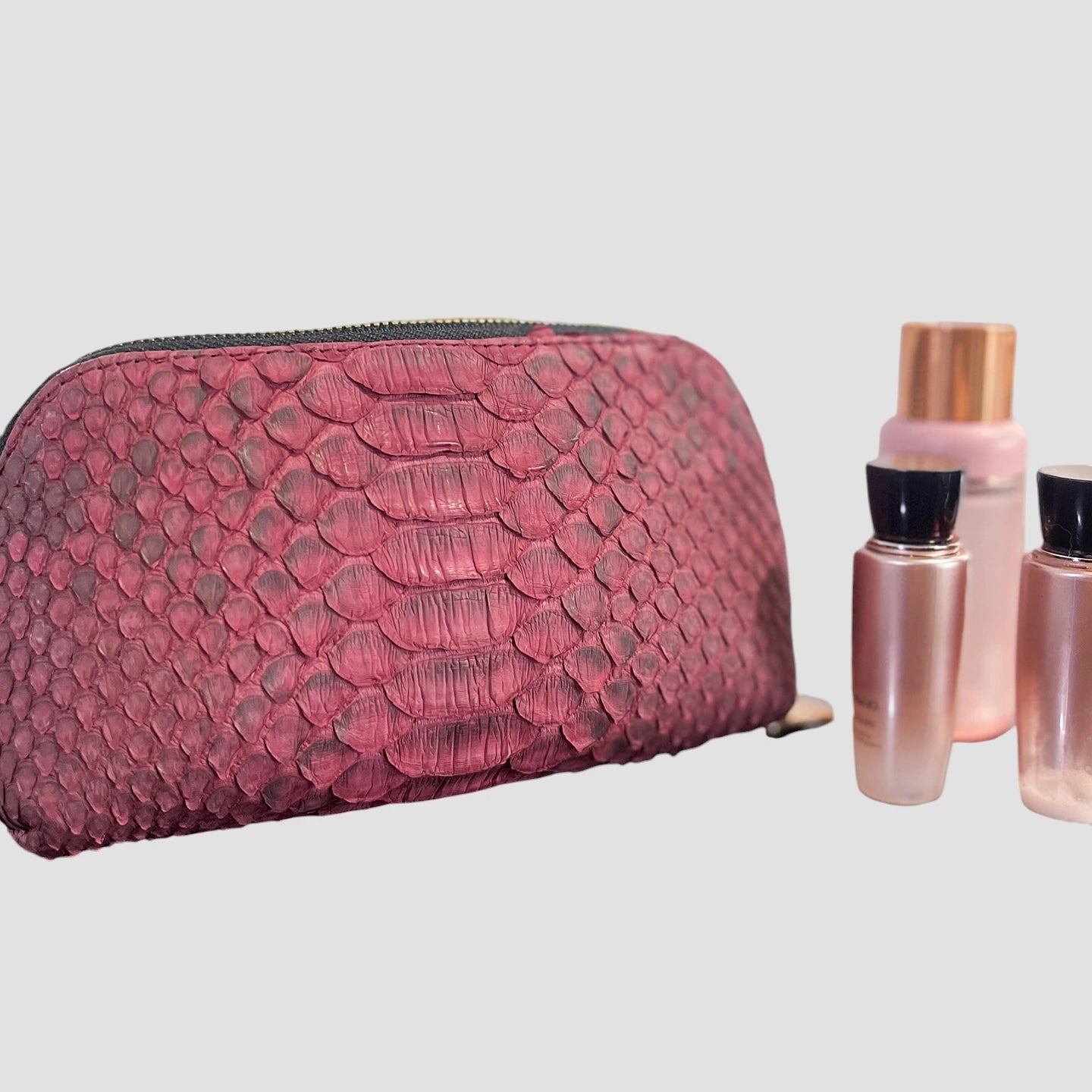 Python leather cosmetic bag