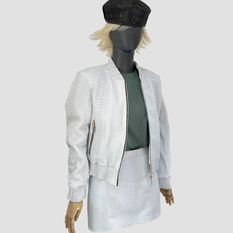 Python leather bomber jacket